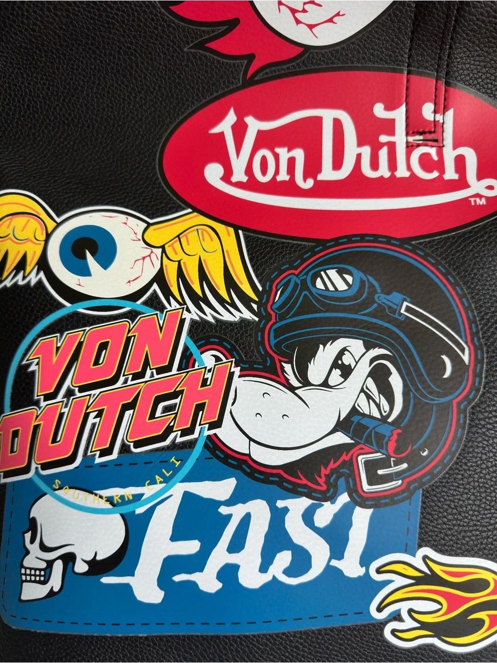 Von Dutch Black Graphic Backpack VDBP-013 One Size
